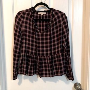 Loft Peplum Plaid Top